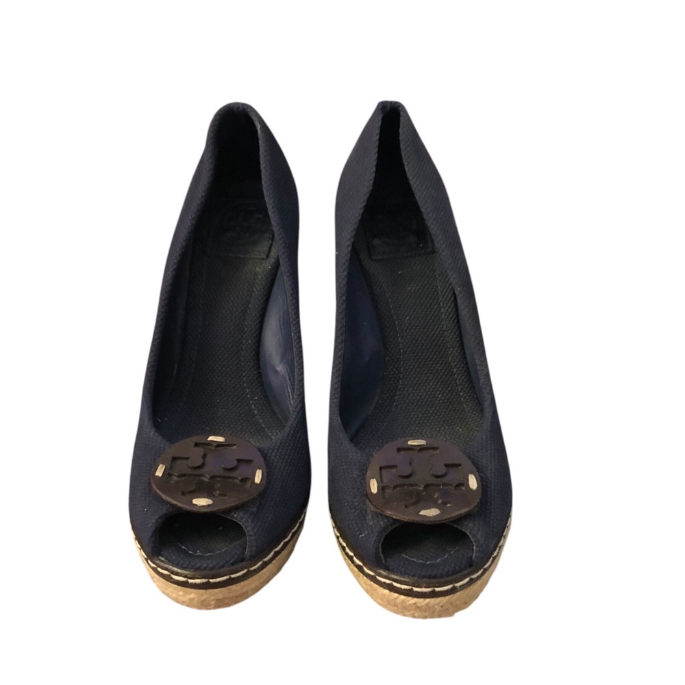 Tory Burch Blue Wedge Shoes with Espadrille Sole - Picture 1 of 9